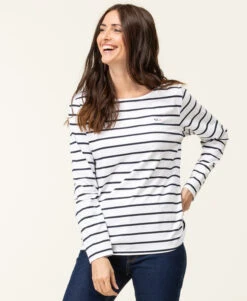 Marinière Femme PACAGE Blanche à Rayures Bleu Marine