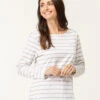 Pacage Marinière Femme Manches Longues - Blanc et Beige Rayé -Terredemarins prod 6667 mariniere ml fond blanc raye sable pacage 666x812 fc7ea0111e0b