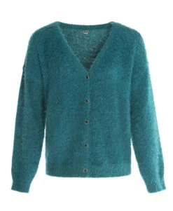 Gilet à Poils Longs Vert Émeraude pour Femme - Cardigan Doux d'Hiver