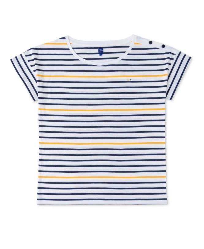 Asmar T-Shirt Femme Manches Courtes Rayé Jaune - Style Marinière Revisitée 3 Asmar T-Shirt Femme Manches Courtes Rayé Jaune - Style Marinière Revisitée