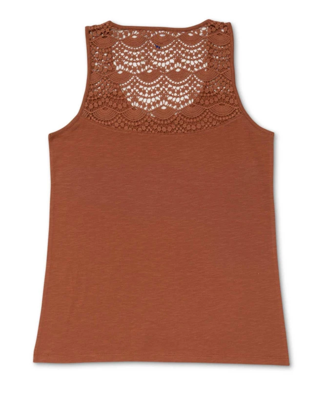 Débardeur Marron Chic pour Femme avec Détails Ajourés 5 Débardeur Marron Chic pour Femme avec Détails Ajourés – Image 3