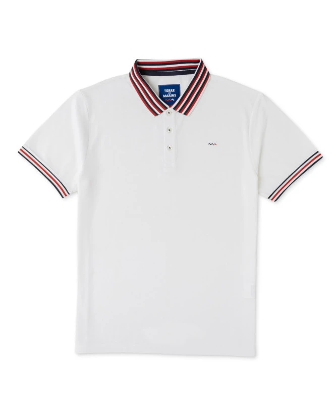 Polo CABYST Blanc Homme à Détails Rayés - Confort & Élégance