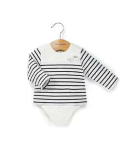 Body Marinière Bébé 2-en-1 Rayé Bleu Marine et Blanc