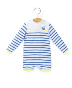 Combinaison de Bain Bébé Manches Longues à Rayures - Protection & Confort