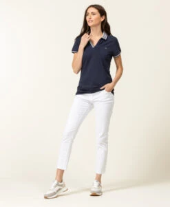 Polo Femme Bleu Marine Manches Courtes - Style Sporty-Chic -Terredemarins prod 6850 polo mc indigo colay 666x812 fc7ea0111e0b
