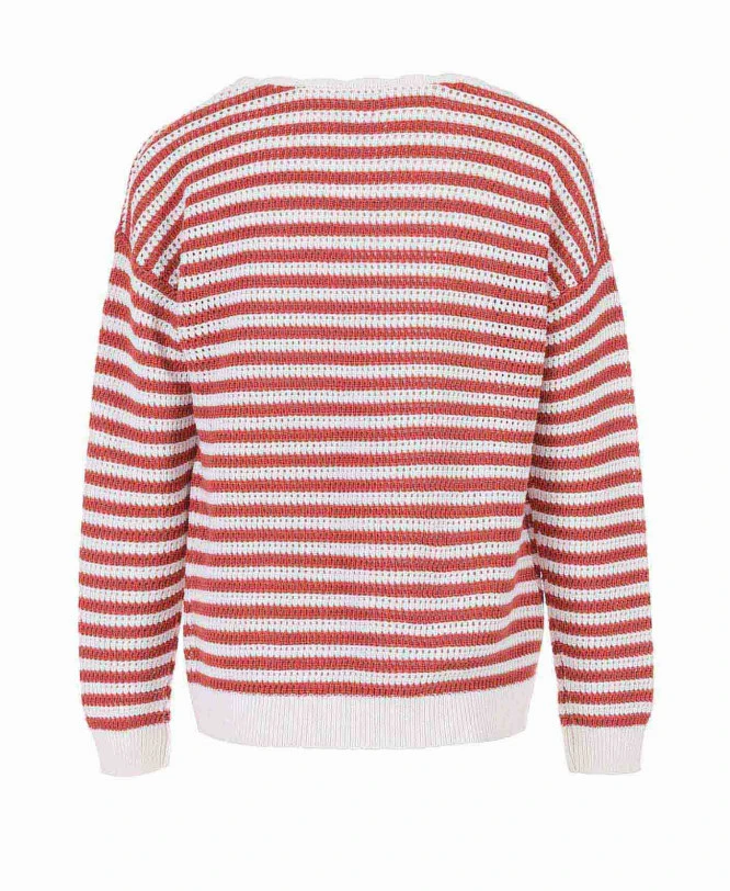 Pull Marin Femme Léger - Tricot Rayé Ajouré Chic 5 Pull Marin Femme Léger - Tricot Rayé Ajouré Chic – Image 3