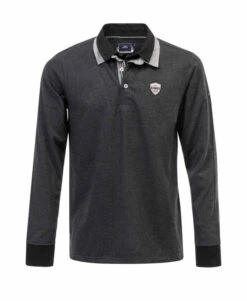 Sweat-shirt Noir Chiné à Col Polo pour Homme - Style et Chaleur