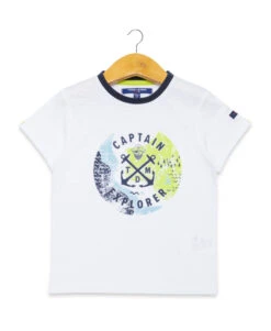 Boy's White Graphic T-Shirt - Comfortable Short Sleeve Kids Top