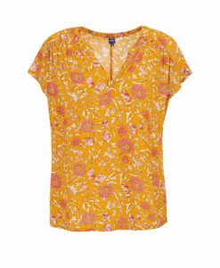Blouse Jaune à Imprimé Floral pour Femme - Coupe Légère et Élégante