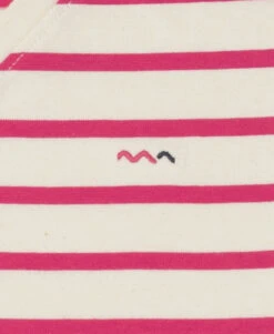 Marinière ECOFEK Éco-Conçue pour Femme - Rose et Blanc -Terredemarins prod 7120 mariniere mc fond grege raye rose ecofek 666x812 fc7ea0111e0b