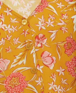 Robe Fleurie Jaune à Manches Courtes et Effet Portefeuille -Terredemarins prod 7268 robe mc imprime jaune paro 666x812 fc7ea0111e0b