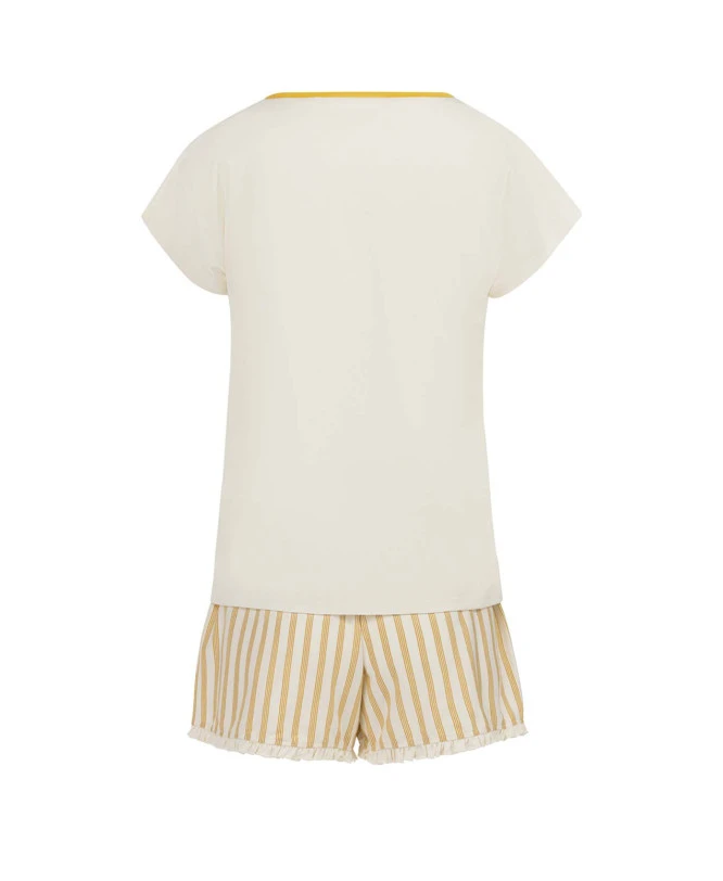 Ensemble Pyjama Femme en Coton - T-shirt et Short à Volants 5 Ensemble Pyjama Femme en Coton - T-shirt et Short à Volants – Image 3