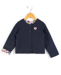 Veste Réversible 2-en-1 pour Fille - Bleu Marine et Imprimé