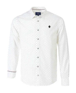 Chemise Blanche Homme Ajustée avec Détails Imprimés Exclusifs