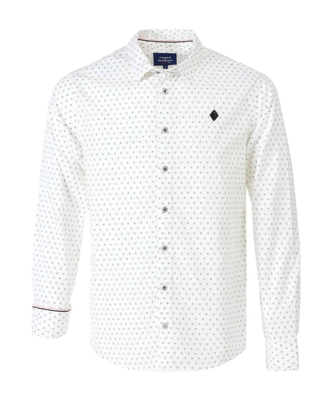 Chemise Blanche Homme Ajustée avec Détails Imprimés Exclusifs 3 Chemise Blanche Homme Ajustée avec Détails Imprimés Exclusifs