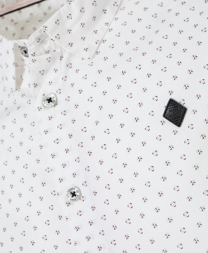 Chemise Blanche Homme Ajustée avec Détails Imprimés Exclusifs 5 Chemise Blanche Homme Ajustée avec Détails Imprimés Exclusifs – Image 3