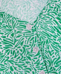 Robe Verte Courte Imprimée à Encolure V et Taille Élastiquée -Terredemarins prod 7575 robe mc imprime vert paro 666x812 fc7ea0111e0b