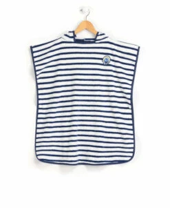 Poncho de Bain à Capuche pour Enfant - Style Marinière Doux et Absorbant