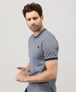 T-shirt Homme Noir en Jersey Micro Jacquard - Finition Premium