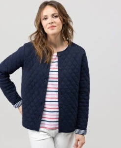 Veste Tubique Matelassée Bleu Marine pour Femme