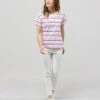 ASMAR Women's Pink Striped Short Sleeve T-Shirt with Shoulder Detail -Terredemarins prod 7724 tee shirt mc raye rose asmar 666x812 fc7ea0111e0b