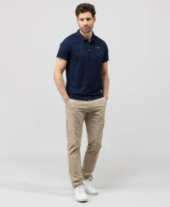 Gilbin Pantalon Chino Beige Homme - Coupe Stretch et Élégante