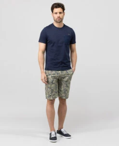 Bermuda Homme LUCOLO à Imprimé Floral Chic - Beige et Bleu Marine