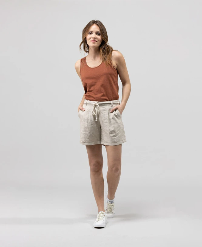 Débardeur Marron Chic pour Femme avec Détails Ajourés