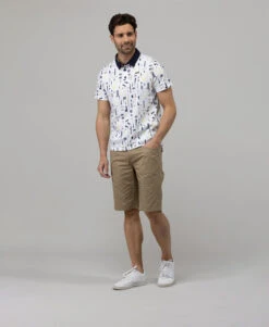 Polo Blanc à Imprimé Graphique Homme - Style Chic et Moderne