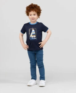 T-shirt Garçon Bleu Marine à Imprimé Multicolore - Confort et Style AXUL