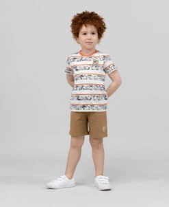 Comfortable Boys' Camel Bermuda Shorts with Elastic Waist