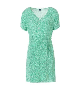 Robe Verte Courte Imprimée à Encolure V et Taille Élastiquée -Terredemarins prod 7826 robe mc imprime vert paro 666x812 fc7ea0111e0b