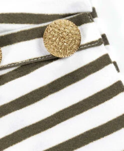 Débardeur Rayé Kaki Femme - Style Marinière avec Boutons Dorés 10 Débardeur Rayé Kaki Femme - Style Marinière avec Boutons Dorés -Terredemarins prod 7892 tee shirt mc fond grege raye kaki taura 666x812 fc7ea0111e0b