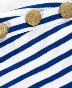 Robe Marinière d'Été Sans Manches avec Détails Dorés - Bleue -Terredemarins prod 7906 robe mc fond grege raye bleu ronron 666x812 fc7ea0111e0b