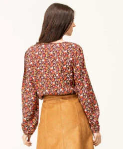 Blouse Fluide à Imprimé Floral Rose pour Femme - Col V et Lurex -Terredemarins prod 7970 blouse ml imprime rose carox 666x812 fc7ea0111e0b