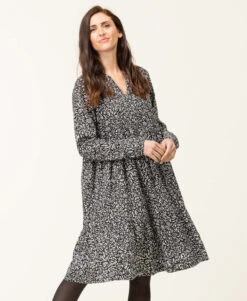 Robe Viscose Imprimée Noire pour Femme - Style Bohème Chic