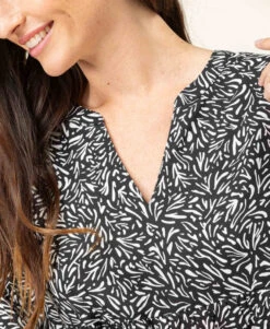 Robe Viscose Imprimée Noire pour Femme - Style Bohème Chic -Terredemarins prod 8007 robe ml imprime noir rully 666x812 fc7ea0111e0b