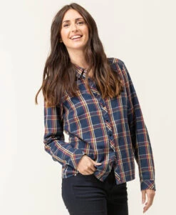 Chemise à Carreaux Femme en Flanelle Douce - Coupe Ajustée avec Lurex