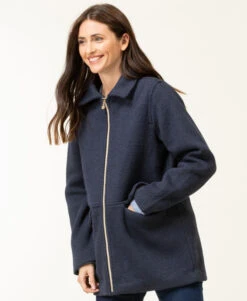 Manteau Bleu Marine Femme - Veste d'Hiver Chaude Style Marin