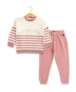 Ensemble de Jogging Rose Fille - Sweat et Pantalon en Molleton Douillet