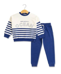 WARRANT Ensemble Jogging Bleu Enfant - Pull et Pantalon Fille