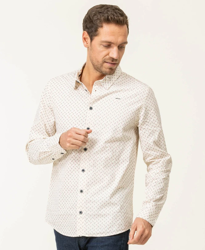 Chemise Homme Imprimé Exclusif Grège - Coupe Ajustée 3 Chemise Homme Imprimé Exclusif Grège - Coupe Ajustée