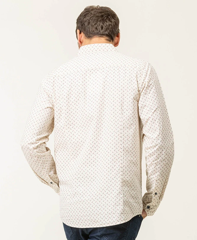 Chemise Homme Imprimé Exclusif Grège - Coupe Ajustée 4 Chemise Homme Imprimé Exclusif Grège - Coupe Ajustée – Image 2