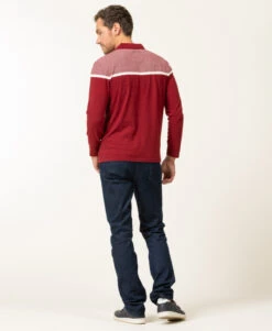 Polo Homme Manches Longues Rouge Grenat - Style Marin & Détails Jacquard -Terredemarins prod 8129 polo ml grenat ojari 666x812 fc7ea0111e0b