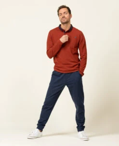 Polo Homme Manches Longues en Maille Piquée - Coloris Rouille 10 Polo Homme Manches Longues en Maille Piquée - Coloris Rouille -Terredemarins prod 8195 polo ml rouille fonce orai 666x812 fc7ea0111e0b
