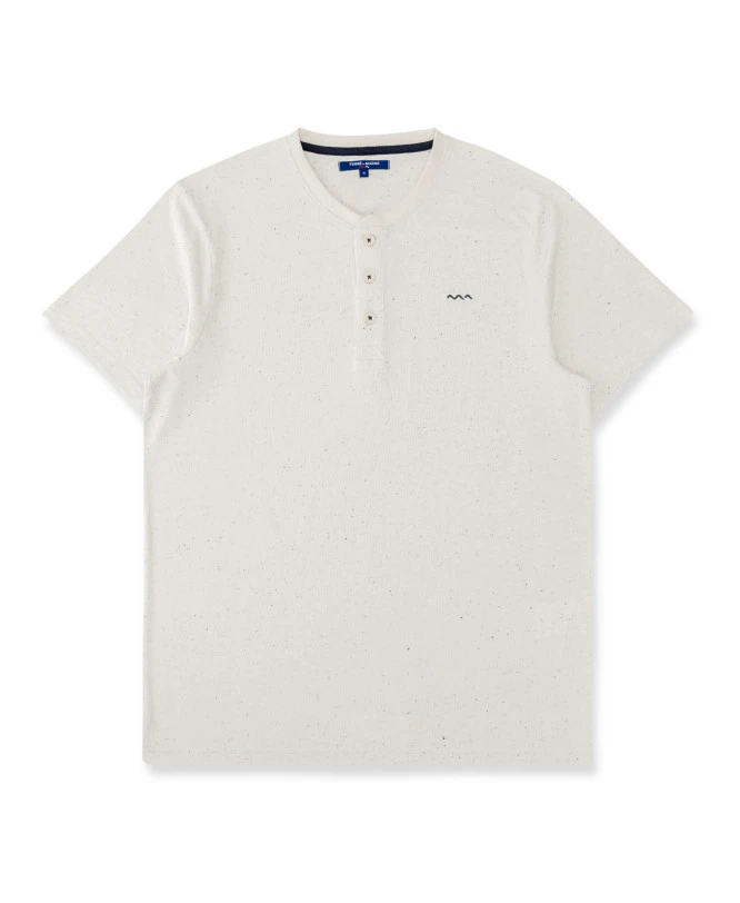 T-shirt Homme Manches Courtes Blanc Cassé à Col Tunisien 3 T-shirt Homme Manches Courtes Blanc Cassé à Col Tunisien