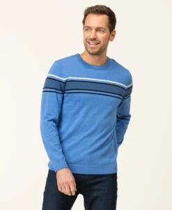 Pull Homme Bleu Vif à Col Rond - Tricot Élégant et Confortable