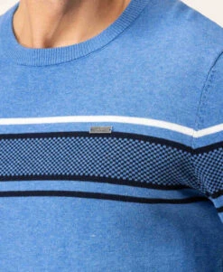 Pull Homme Bleu Vif à Col Rond - Tricot Élégant et Confortable -Terredemarins prod 8247 pull bleu moyen kanen 666x812 fc7ea0111e0b