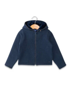 Veste à Capuche Fille en Molleton Bleu Marine avec Doublure Polaire