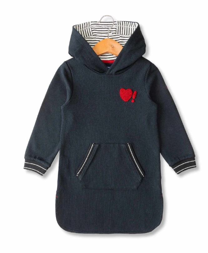 Robe à Capuche Fille en Molleton Doux - Coloris Indigo 3 Robe à Capuche Fille en Molleton Doux - Coloris Indigo